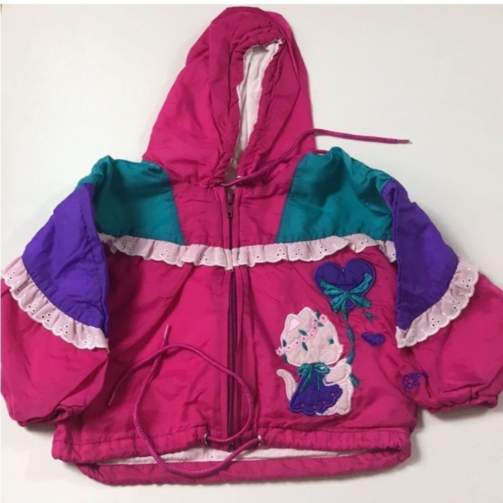 🥰VTG, Rare London Fog Pink and Purple Kids Puffer Jacket Kids Size M 18 M